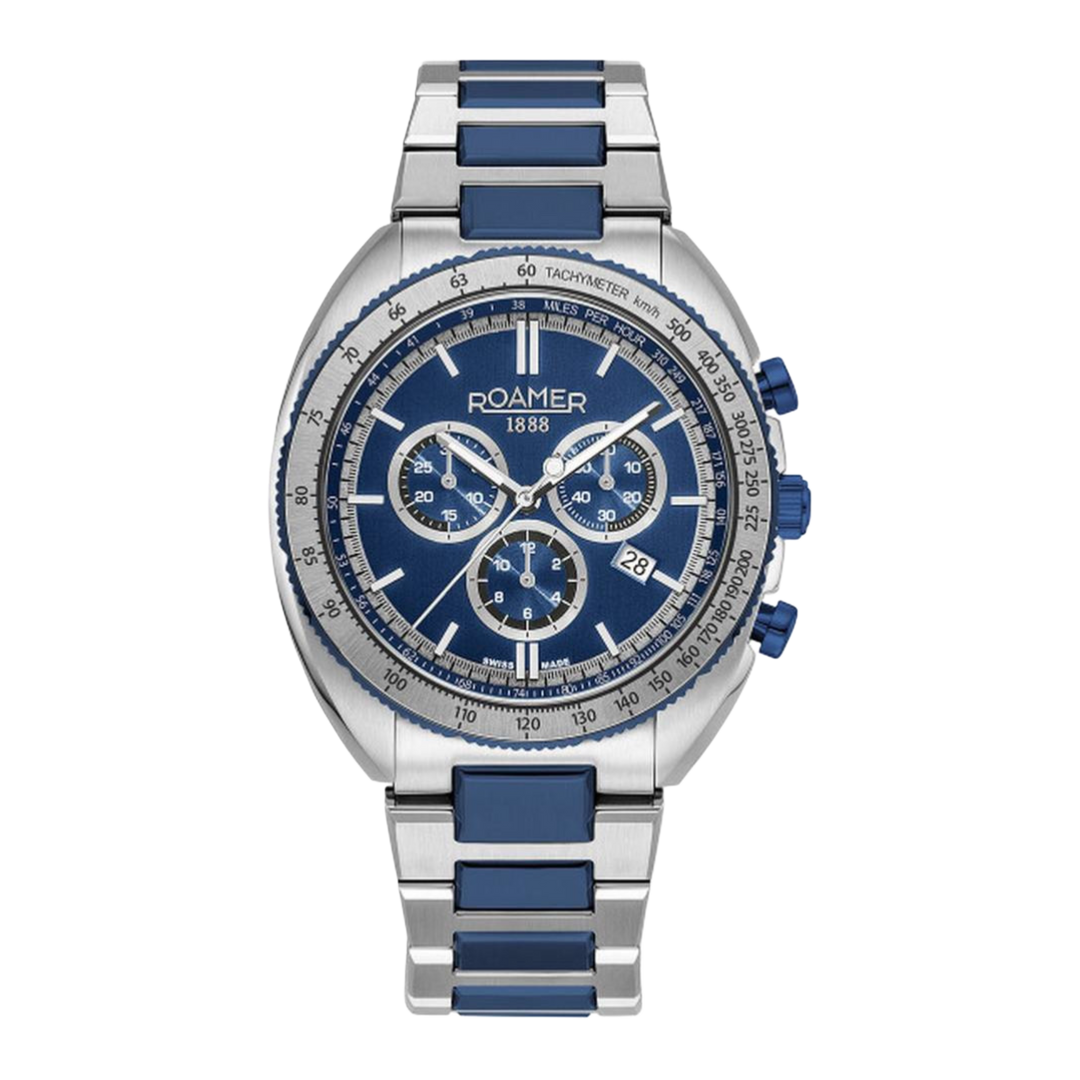 Roamer Swiss Made Power Chrono 868837 42 45 70(44mm) Blue Dial / Blue Stainless Steel Bracelet
Men's Watch