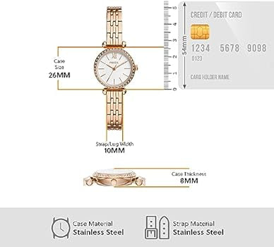 Fossil Tillie BQ3502 Mini Three-Hand Rose Gold-Tone Stainless Steel Women's Watch