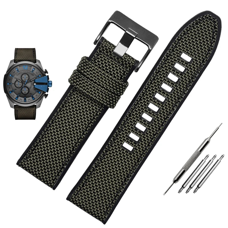DIESEL Dz4500 Dz4506 DZ7420 DZ4318 Canvas Silicone Watchband Men's 24 26mm 28mm Nylon Watch Strap