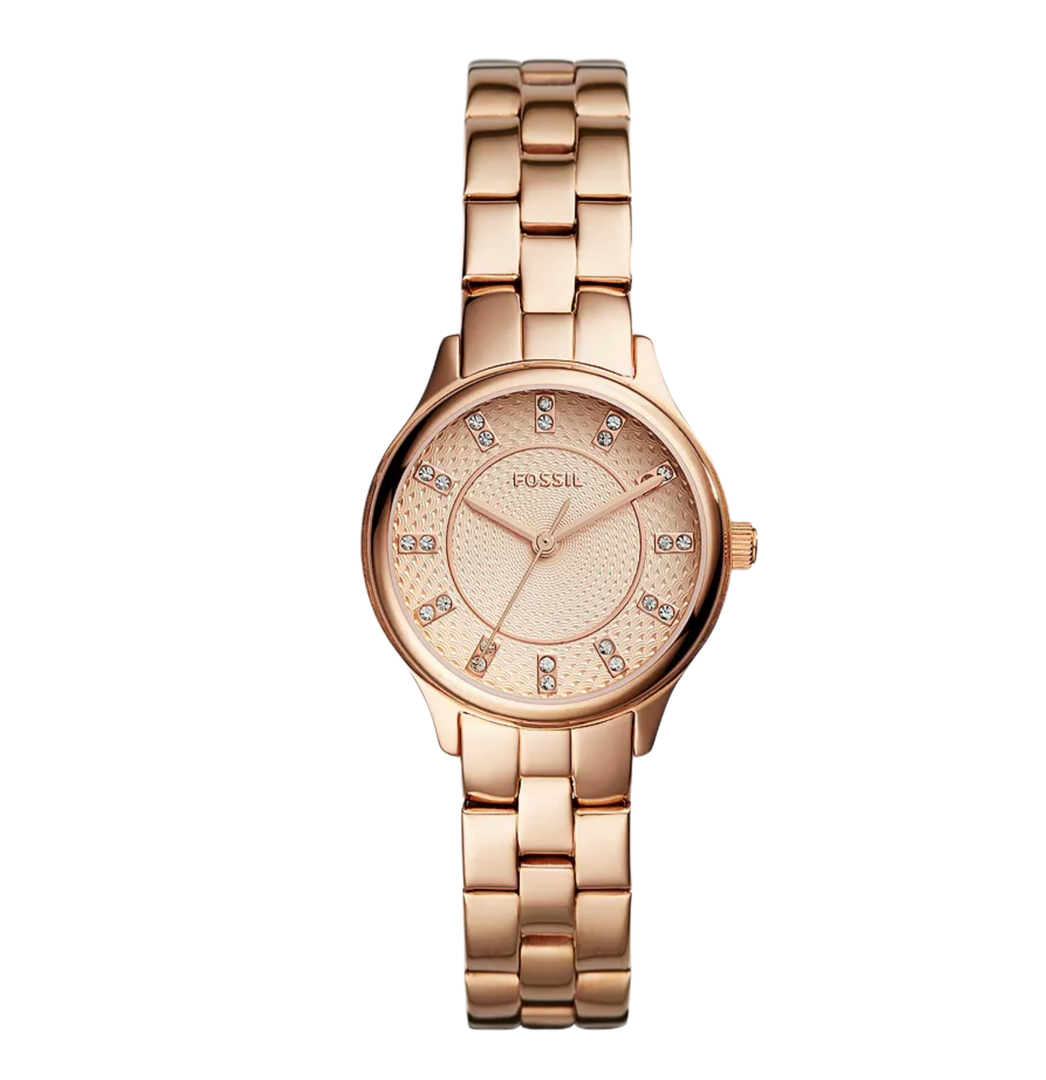Fossil BQ1571 Modern Sophisticate Textured Dial Three-Hand Stainless Steel Rose Gold Women's Watch