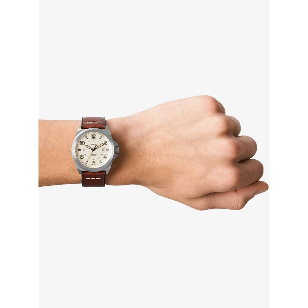 Fossil FS5919 Cream Dial Chronograph Brown Eco Leather Strap Men’s Watch