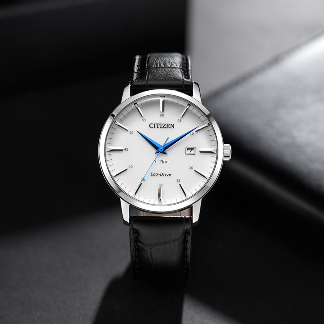 Citizen Eco-Drive Black Leather Strap White Dial BM7461-18A Men's Watch