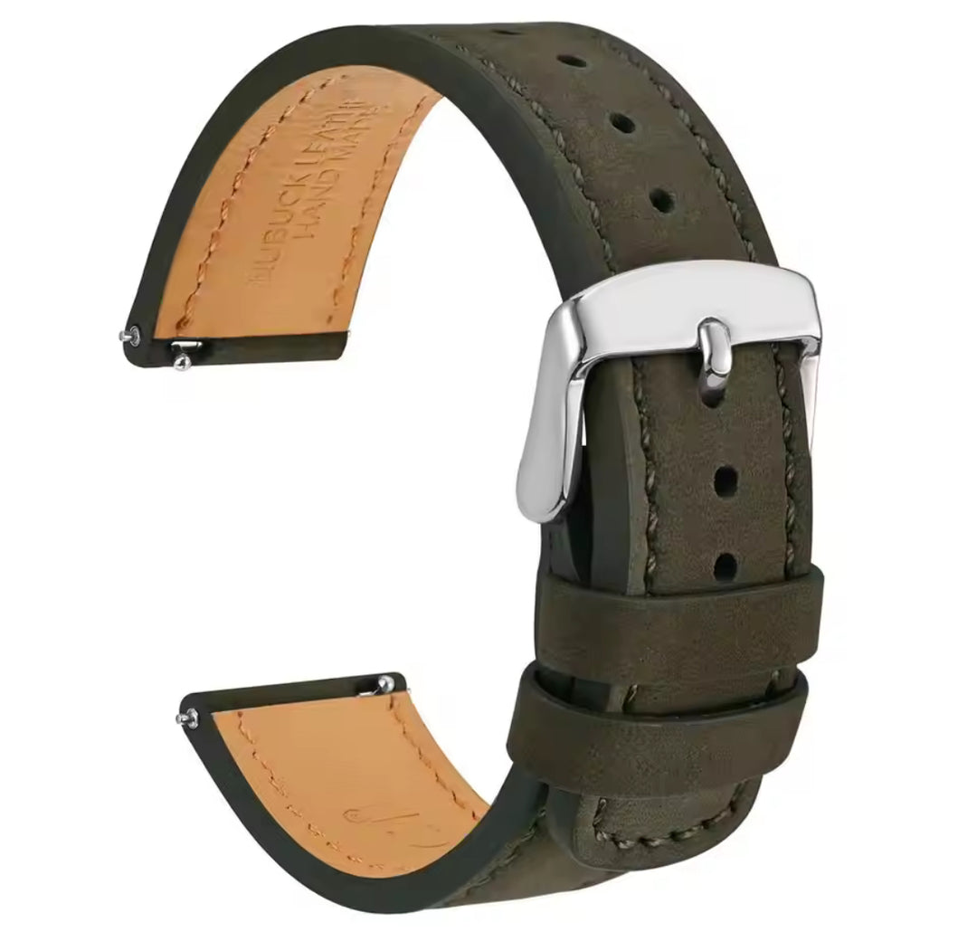 WOCCI Nubuck Top Grain Hand Made Leather |18mm, 20mm and 22mm Replacement Straps for Fossil, Citizen, Seiko, Casio etc