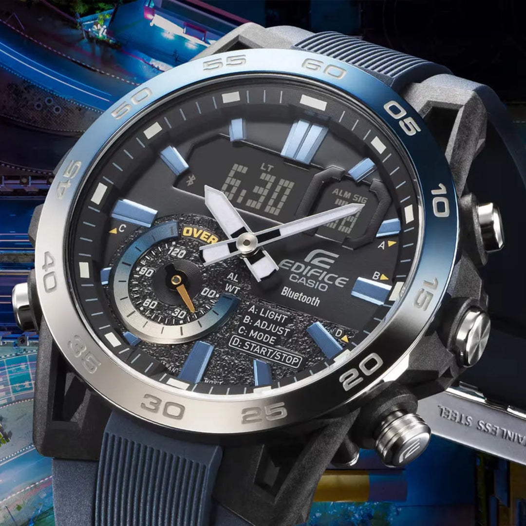 Casio Edifice ECB-40NP-1ADF Bluetooth Sospensione Chronograph ‘Night Time Drive Series’ Silicone band Men's Watch