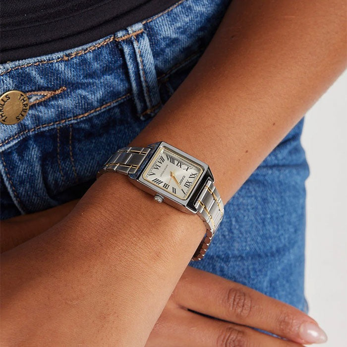 Casio LTP-V007SG-9B Cartier Tank Style Analog Quatrtz Two Tone Stainless Steel Women’s Watch