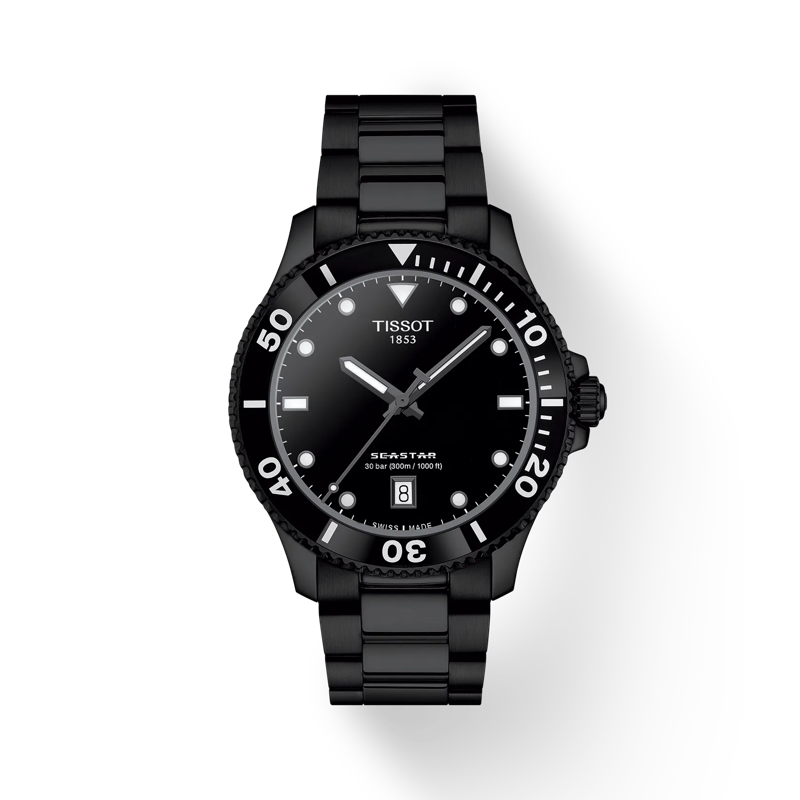 Tissot T1204103305100 Seastar 1000 40mm Gradient Black Dial /Black PVD Stainless Steel Bracelet Men's Watch