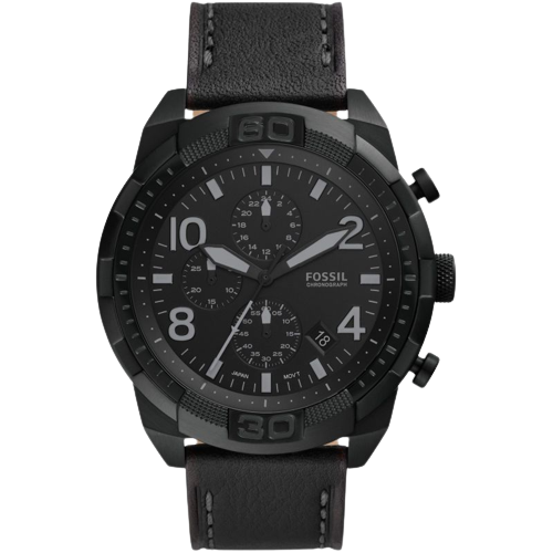 Fossil FS5874 Bronson Chronograph Eco Black Leather Strap Men's