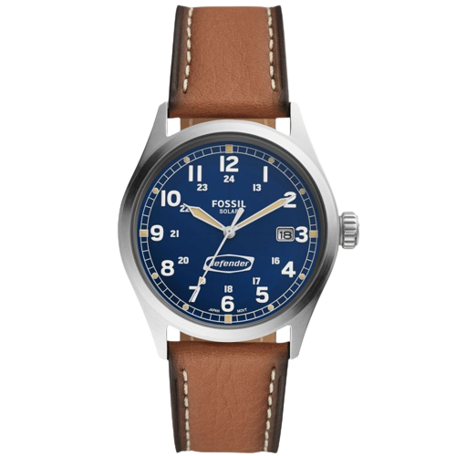 Fossil FS5975 Defender Blue Dial Brown Eco Leather Strap Men's