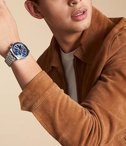 Fossil FS6047 Sport Tourer Blue Chronograph Dial Stainless Steel Bracelet Men's Watch