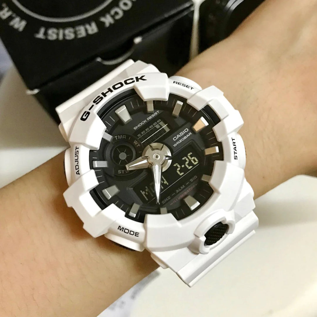 Casio GA-700-7ADR-P G Shock Digital Analogue White Resin Strap Men's Watch