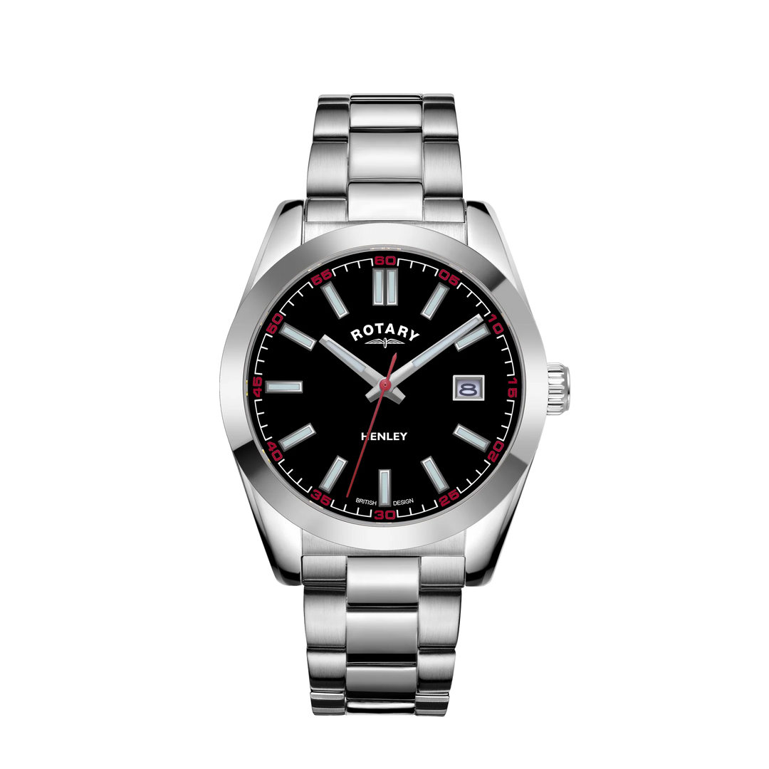 Rotary GB05180/04 Henley Black Dial Stainless Steel Bracelet Men's Watch