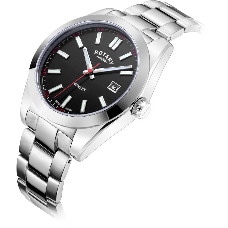 Rotary GB05180/04 Henley Black Dial Stainless Steel Bracelet Men's Watch