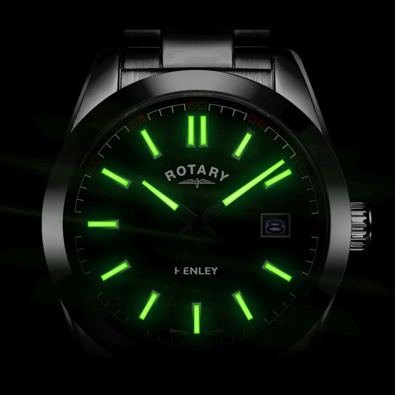 Rotary GB05180/04 Henley Black Dial Stainless Steel Bracelet Men's Watch