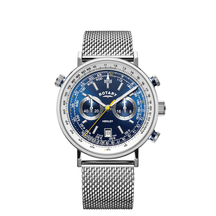 Rotary GB05235/05 Henley Chronograph Steel Mesh Bracelet Blue Dial Men's Watch
