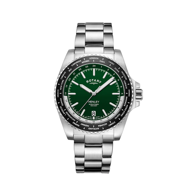 Rotary GB05370/78 Henley Green Dial Stainless Steel Bracelet Men's Watch