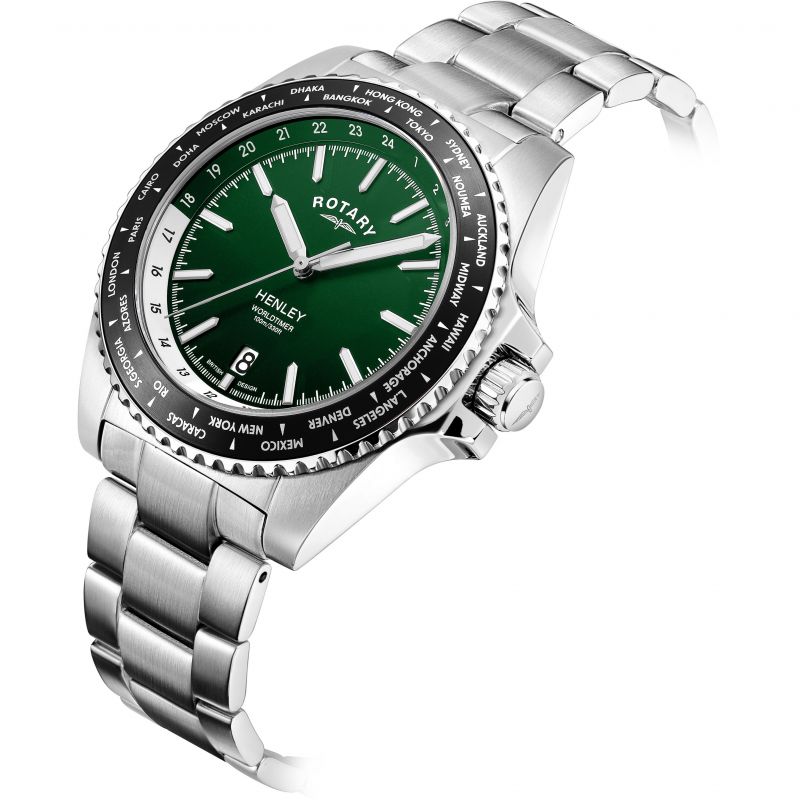 Rotary GB05370/78 Henley Green Dial Stainless Steel Bracelet Men's Watch