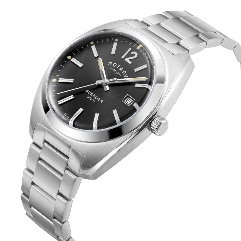Rotary GB05480/65 Avenger Sport Black Dial Stainless Steel Bracelet Men's Watch