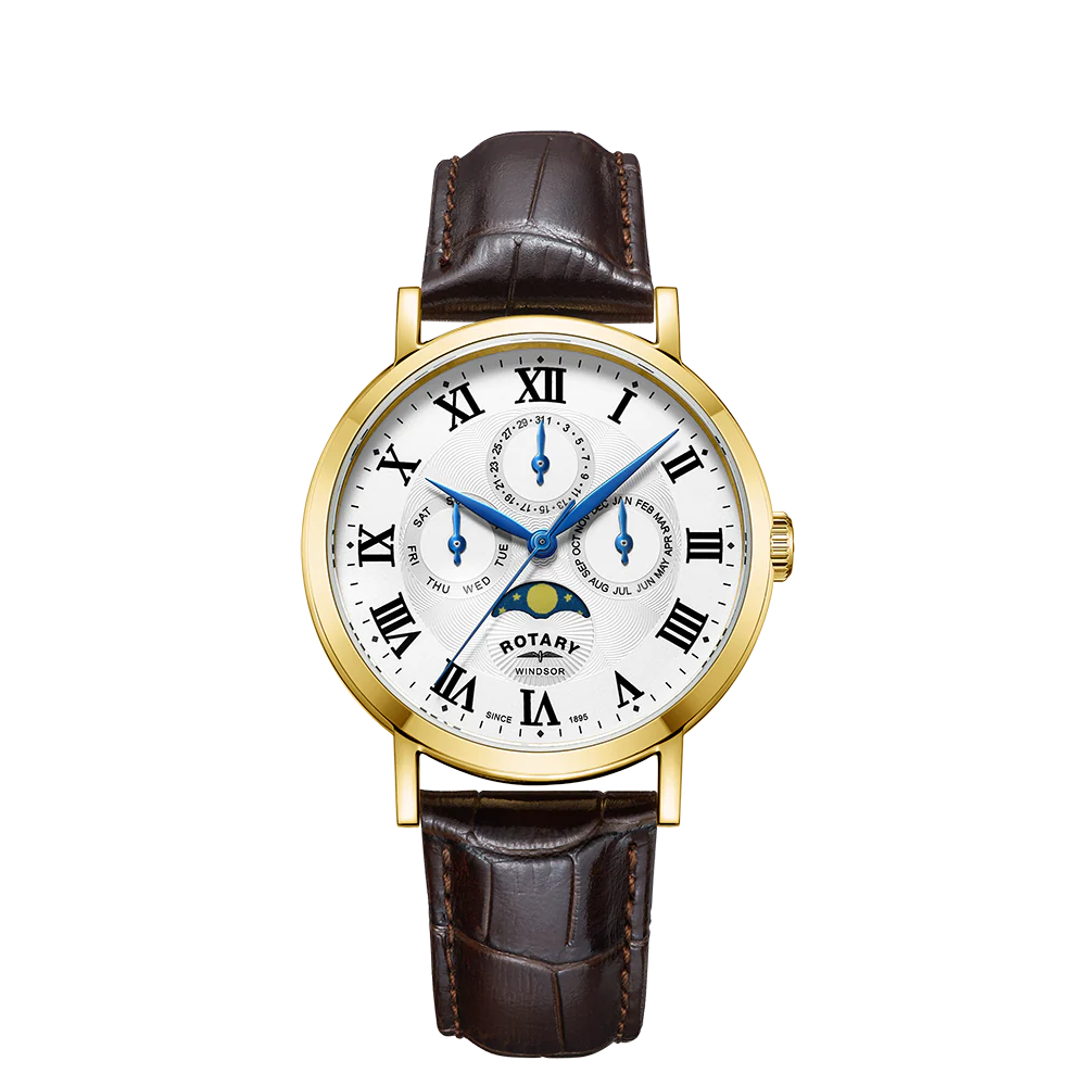 Rotary GS05328/01 Windsor Moonphase Leather Strap Men's Watch