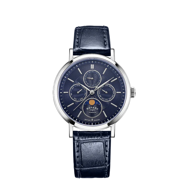 Rotary blue sales dial watch