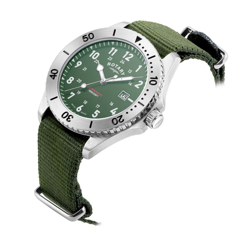 Rotary GS05475/56 Commando Green Dial Green NATO Strap Men's Watch