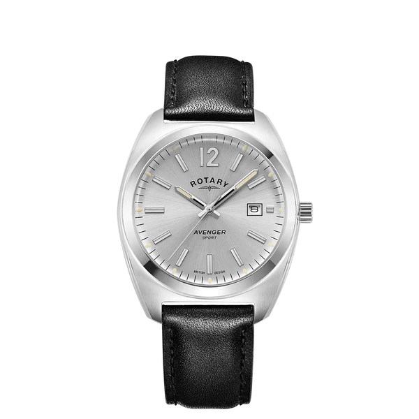 Rotary GS05480/59 Avenger Sport Silver Dial Black Leather Strap Men's Watch