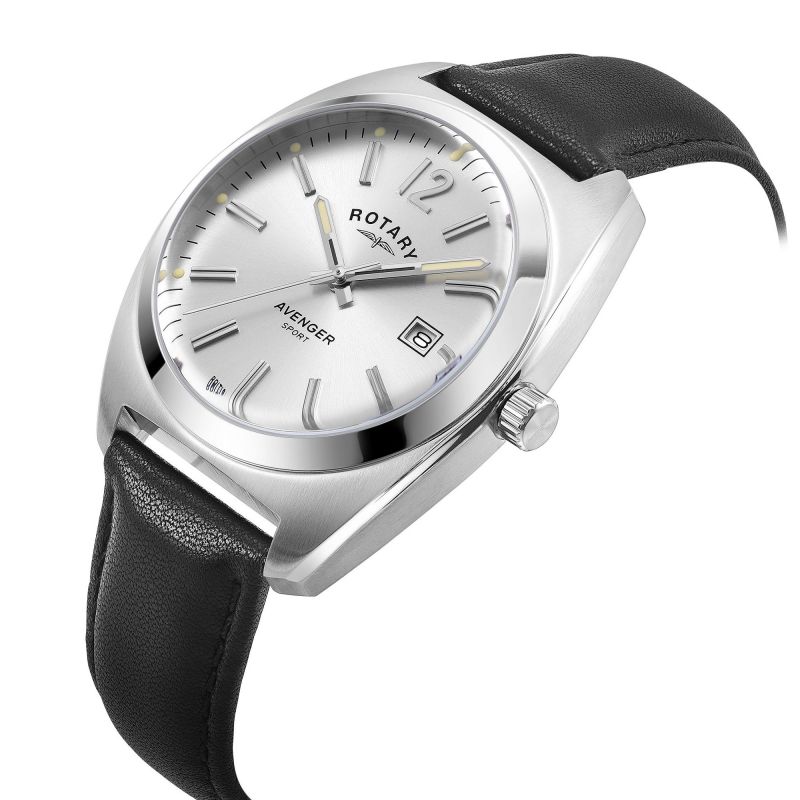 Rotary GS05480/59 Avenger Sport Silver Dial Black Leather Strap Men's Watch