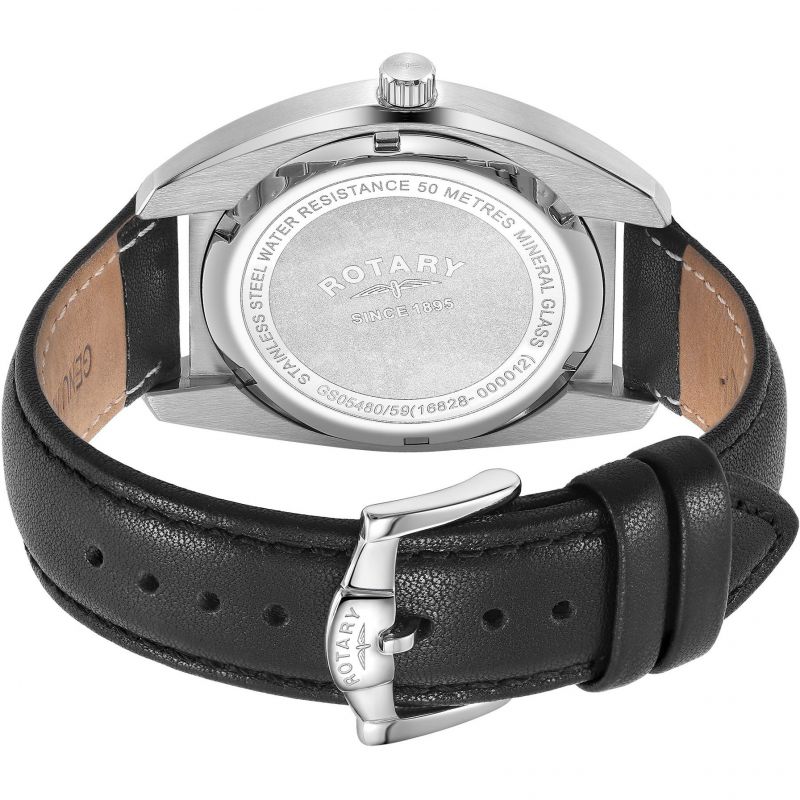 Rotary GS05480/59 Avenger Sport Silver Dial Black Leather Strap Men's Watch