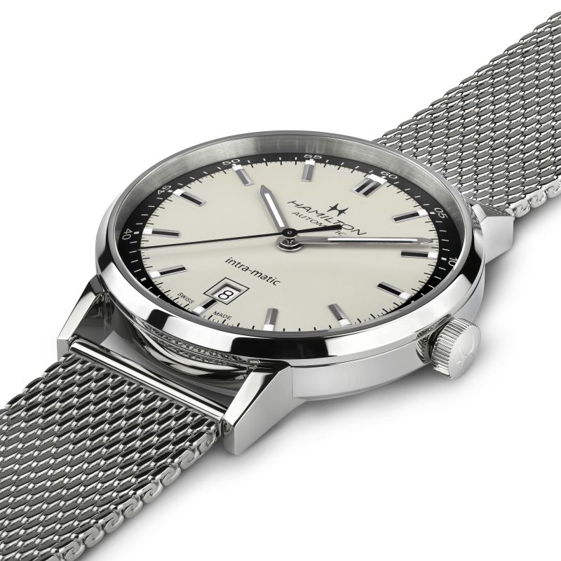 Hamilton H38425120 American Classic Intra matic Steel Mesh Bracelet White Dial Men's Watch
