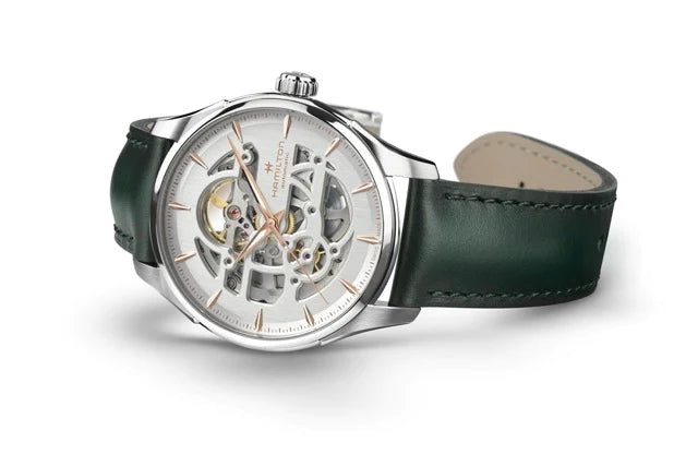 Hamilton H42535810 Jazzmaster Skeleton Automatic 40mm White Dial Green Leather Men's Watch