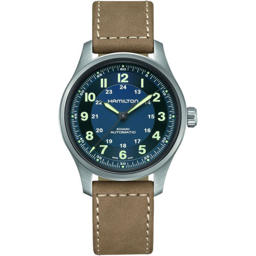 Hamilton H70545540 Khaki Field Titanium 42mm Automatic Leather Strap Men's Watch