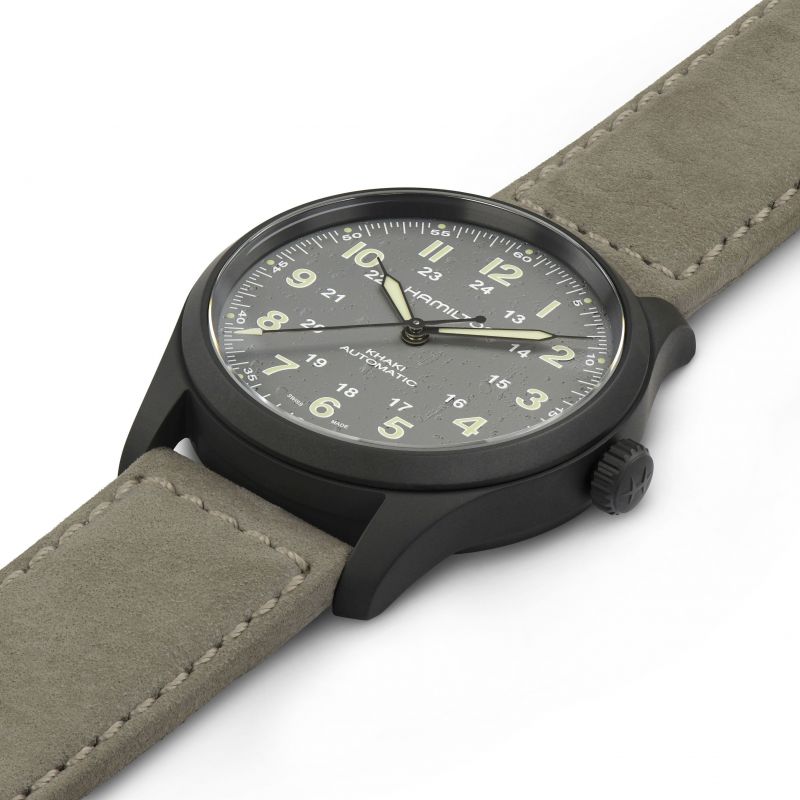 Hamilton H70215880 Khaki Field Titanium PVD Case 38mm Automatic Leather Strap Men's Watch