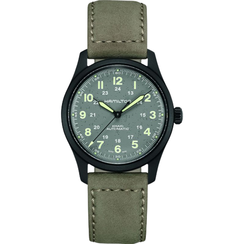 Hamilton H70215880 Khaki Field Titanium PVD Case 38mm Automatic Leather Strap Men's Watch