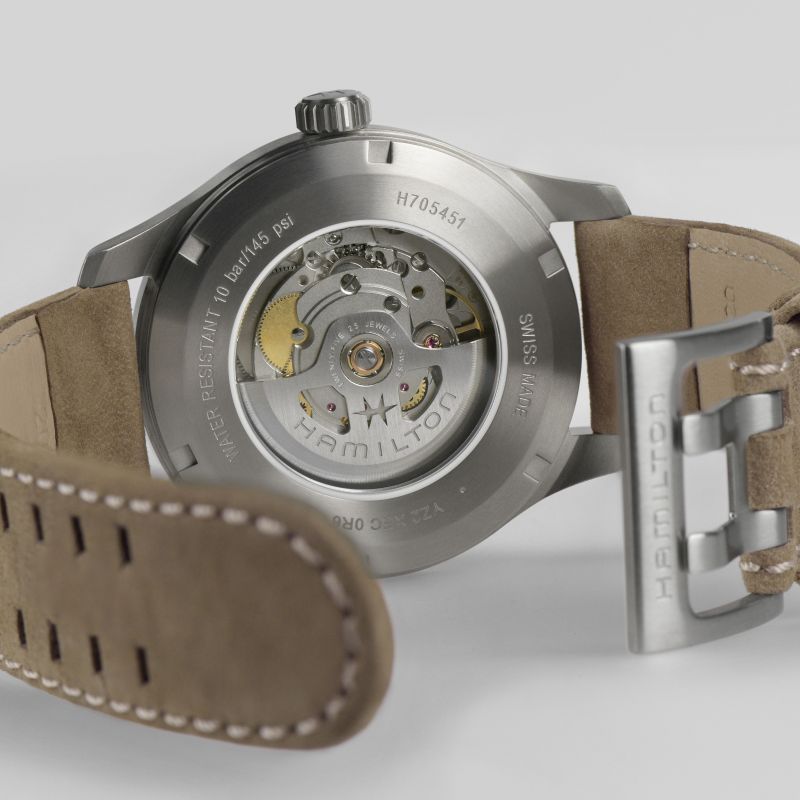 Hamilton H70545540 Khaki Field Titanium 42mm Automatic Leather Strap Men's Watch