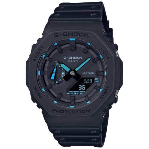 Casio G-Shock GA-2100-1A2ER 2100 Utility Black Series Blue Detailing Men's Watch