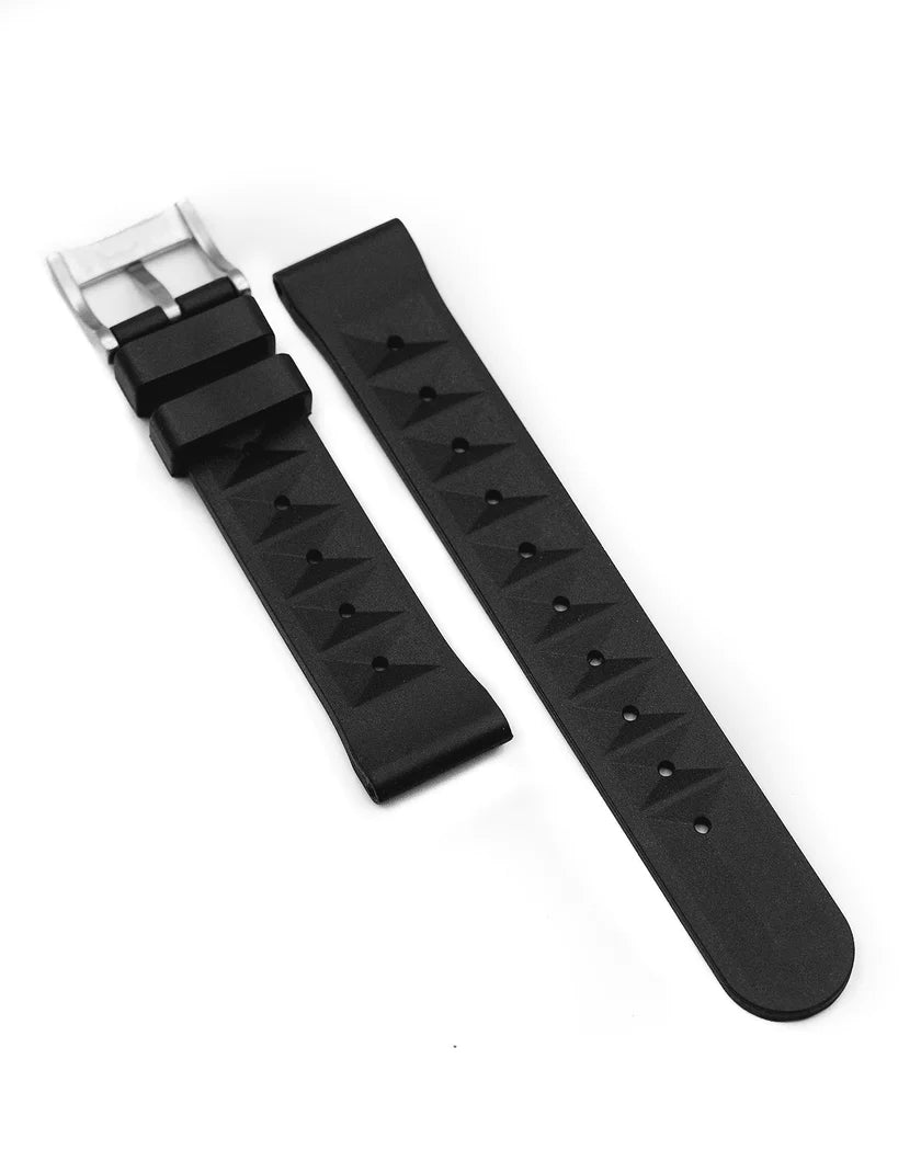 Premium Grade Fluoro Vulcanized Waffle Type Watch Rubber Strap 18mm,20mm & 22mm Quick Release FKM Diver’s Watch Replacement Strap