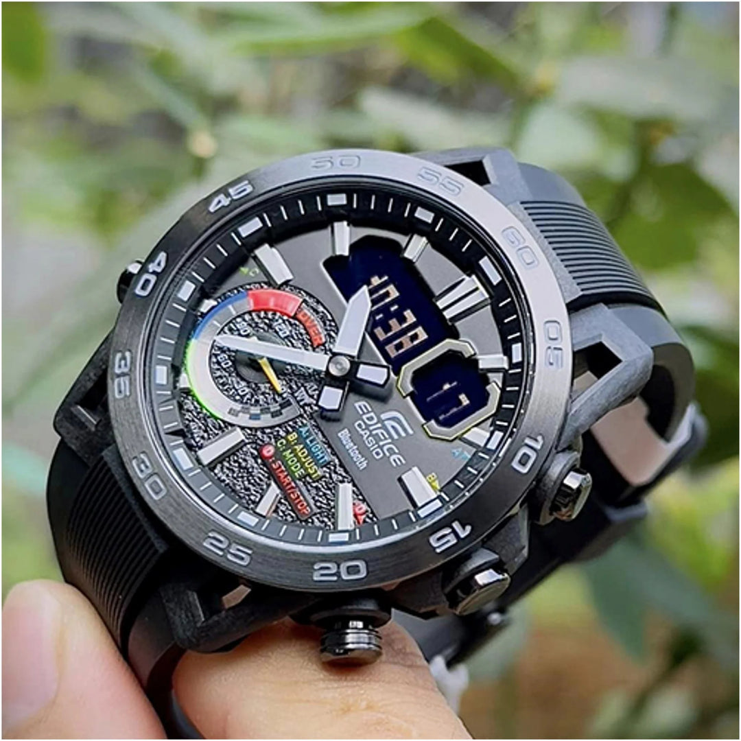 Casio ECB-40MP-1AEF Edifice Sospensione Chronograph Racing Black Resin Silicone band Men's Watch