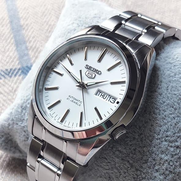 Seiko 5 SNKL41J1 Japan Made Automatic 21 Jewels White Dial Men's
