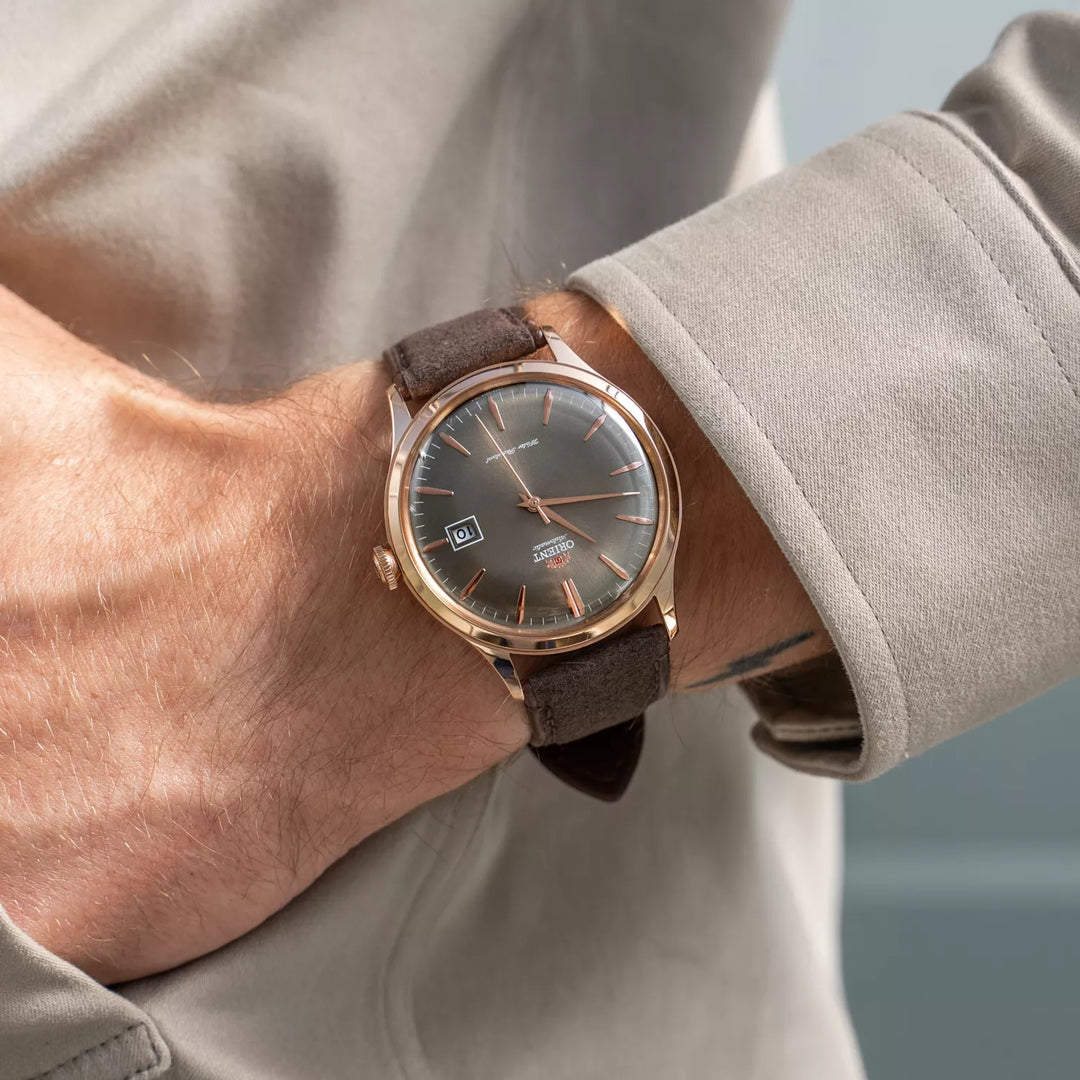 Orient Bambino RA-AC0P04Y Japan Made Version 4 Bronze dial Leather Strap Automatic Men's Watch