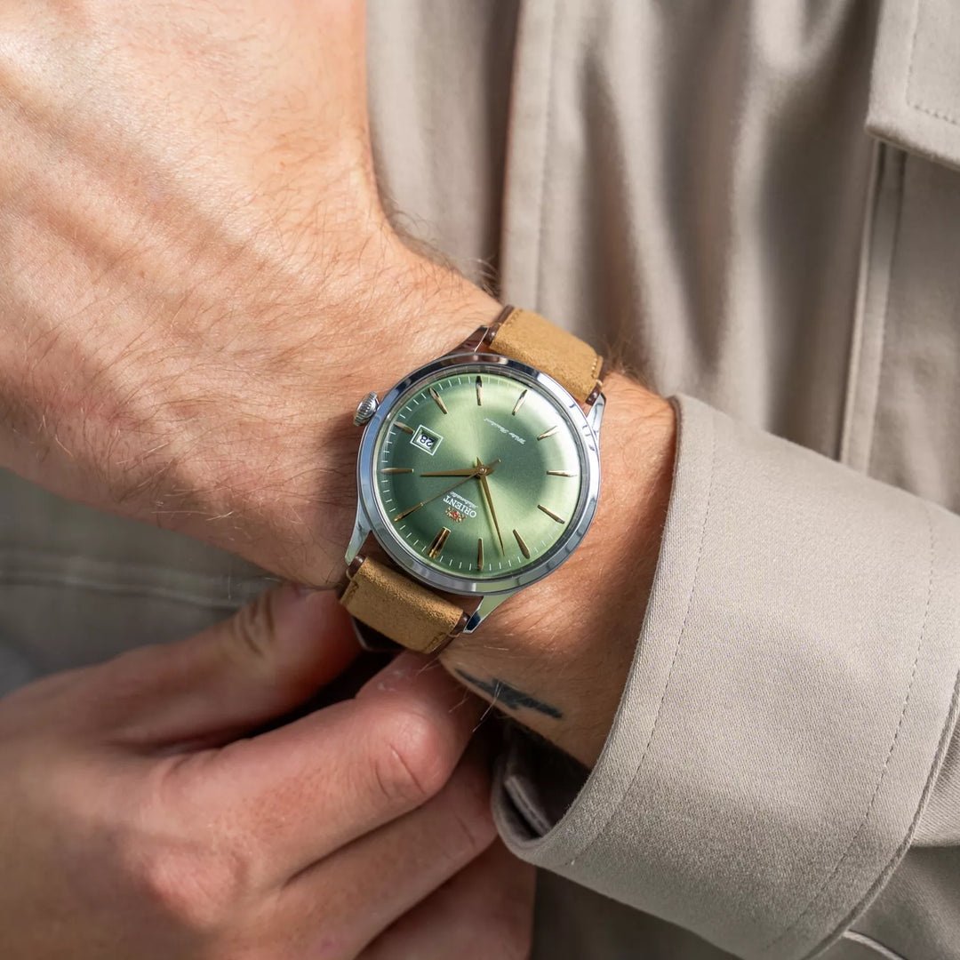 Orient Bambino RA-AC0P01E 2nd Generation Green dial Automatic Leather Strap Men's Watch