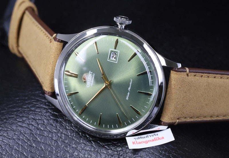 Orient Bambino RA-AC0P01E 2nd Generation Green dial Automatic Leather Strap Men's Watch