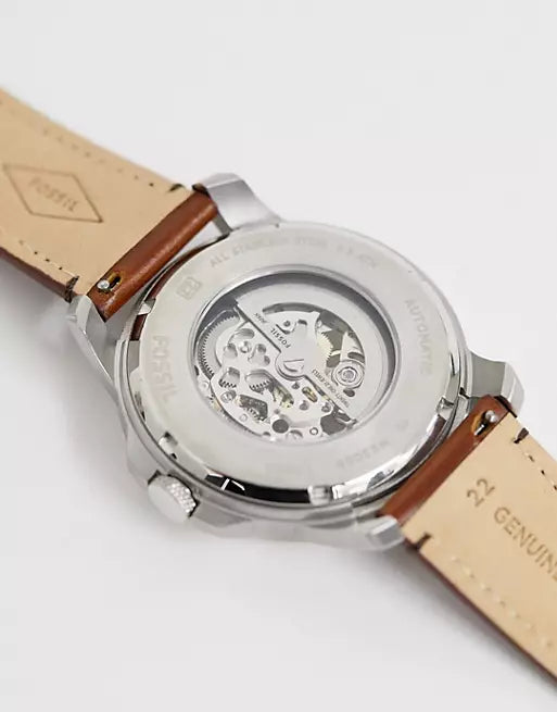 Fossil ME3099 Grant Automatic Skeleton Dial Brown Leather Strap Men's Watch