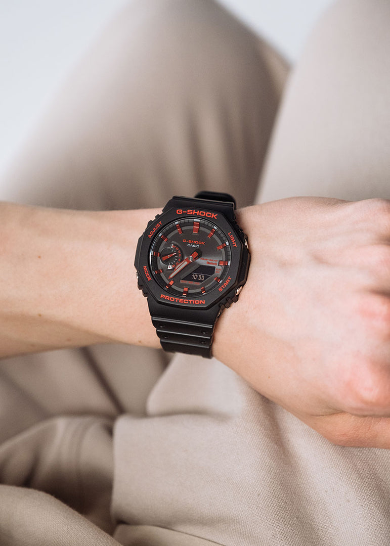 Casio G-shock GA-B2100BNR-1AER ‘Ignite Red Series’ Bluetooth Solar Power Black Resin Strap Mens Watch