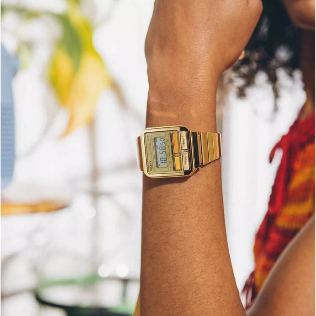 Casio Vintage Retro Digital Dial / Gold PVD Stainless Steel Bracelet A120WEG-9AEF Women's Watch