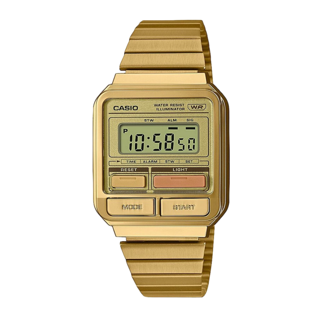 Casio Vintage Retro Digital Dial / Gold PVD Stainless Steel Bracelet A120WEG-9AEF Women's Watch