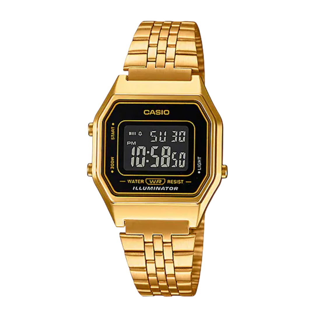 Casio Vintage Illuminator (28.6mm) Digital Dial / Stainless Steel LA680WGA-1BDF Women's Gold Watch