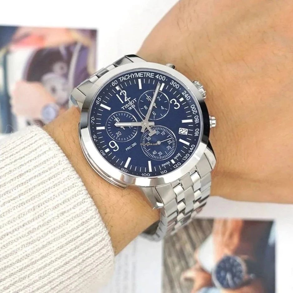 Tissot T0554171104700 PRC 200 Chronograph Blue Dial Two Tone Men's Watch