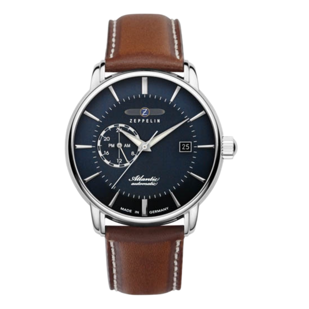Zeppelin German Made Atlantic Blue Dial Leather Automatic 8470-3 Men's Watch