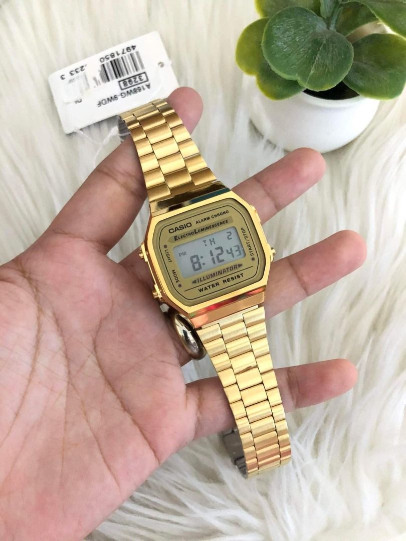 Casio A168WG-9WDF Digital Alarm Chrono Stainless Steel Gold Men's & Women's Watch