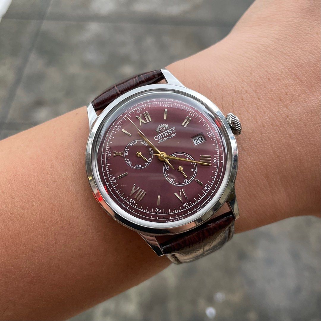 Orient Bambino Version 8 RA-AK0705R Japan Made Automatic 40mm Red dial Leather Strap Men's Watch