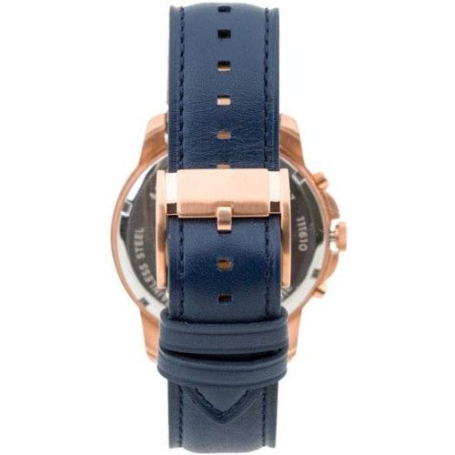 Fossil FS5237 Grant Blue Dial Chronograph Rose Gold Cade Blue Leather Strap Mens Watch